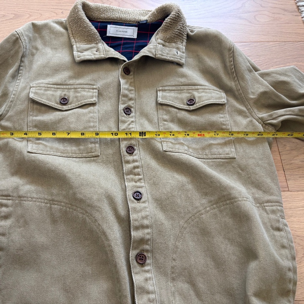 Five Four Beige Jacket Button Up Pockets Khaki 10… - image 8